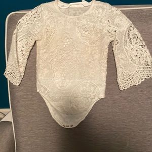 White Lace Onesie and Pants